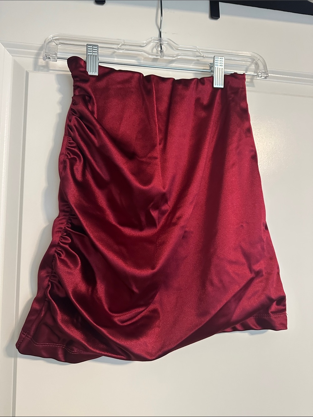 Emerald Sundae Satin Mini Skirt in Burgundy